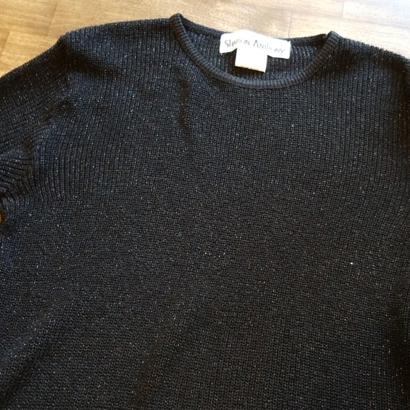 Vintage Black Sweater with Silver Metallic - Picture 2 of 7
